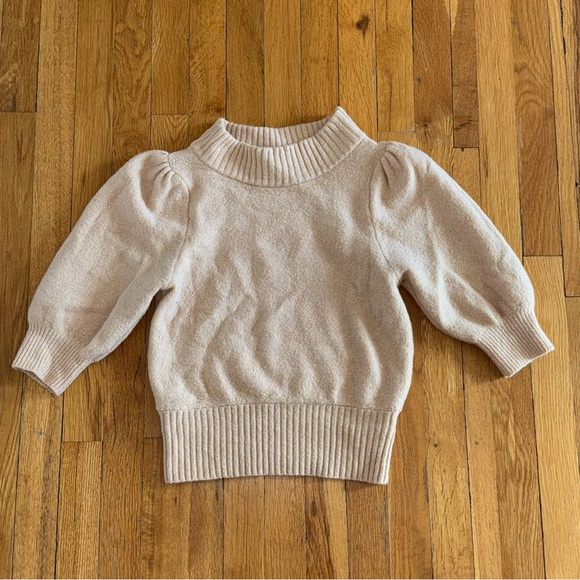 FREE PEOPLE 3/4 Sleeve Mock Neck Sweater Pale Pink Small - Picture 3 of 6